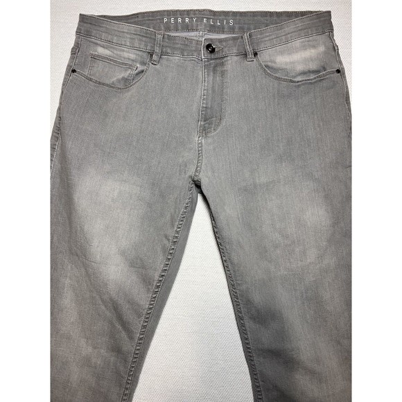 Perry Ellis Jeans Slim Fit Stretch Men 36x32 (38x31.5 Actual) Light Gray Denim - Picture 2 of 13